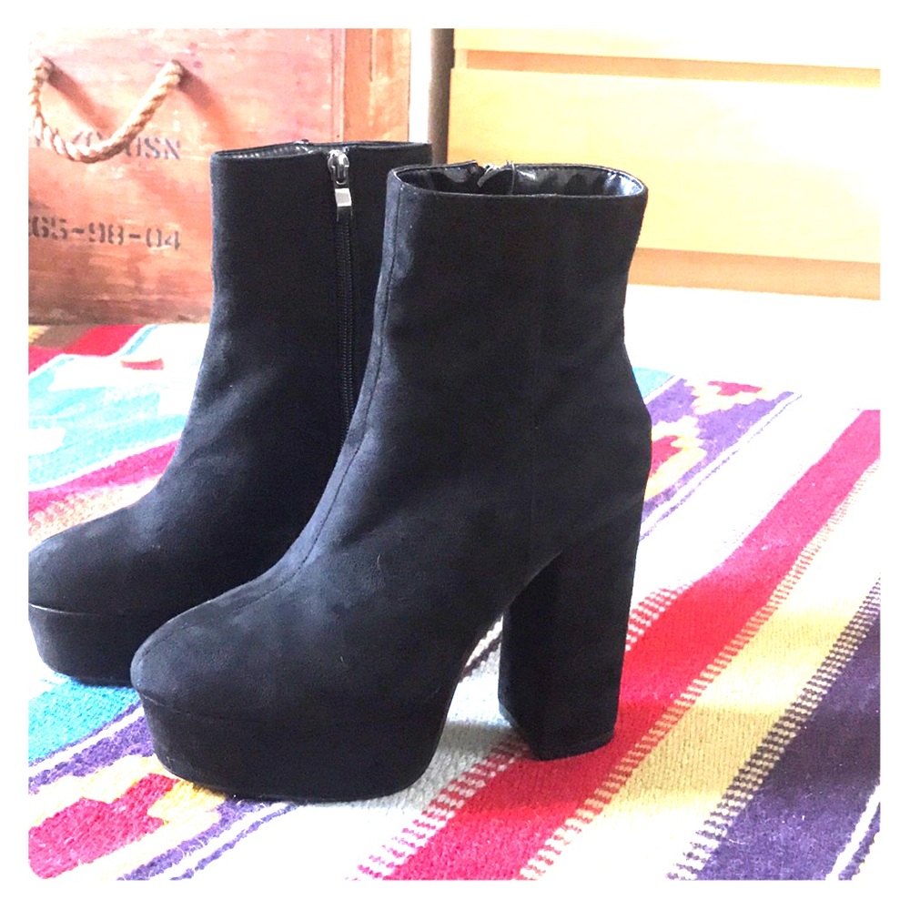 Black platform boots